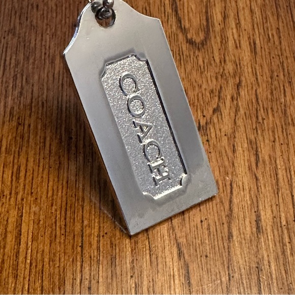 Coach Metallic Silver Purse Keychain, Dog tag - Picture 7 of 7